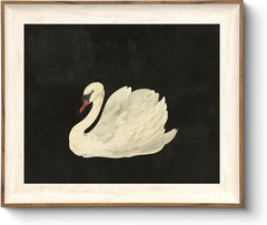 Vintage Framed Wall Art for Living Room, Vintage Swan Canvas Oil Pain