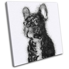 French Bulldog Sketch Modern Animals CANVAS WALL ART Picture Print VA