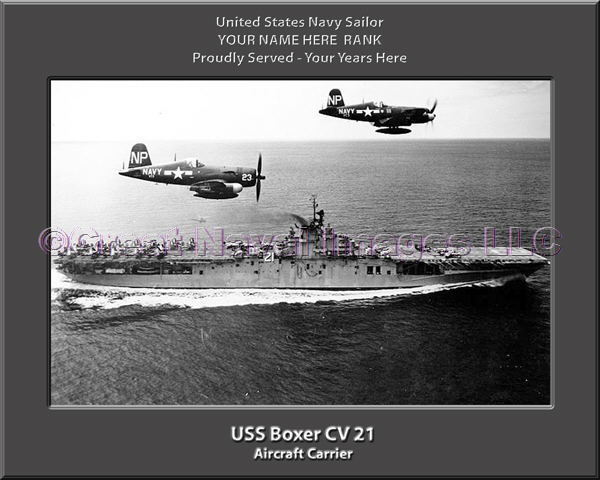 USS Boxer CV 21 Personalized Canvas Ship Photo 2 Print Navy Veteran Gift