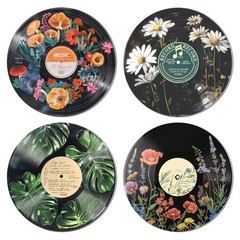 Botanical Wall Art Boho Room Decor Hippie Aesthetic Posters Records 4pc 12in