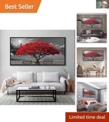 Sophisticated 48×24 Red Maple Tree Art Print – Perfect for Living & Office Areas