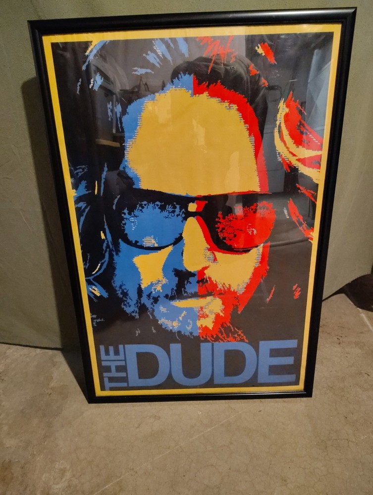 The Dude Movie Poster Wall Art Multicolor Vertical Black Frame