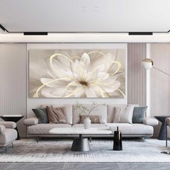 Large Painting Flower Canvas Wall Art for Living Room 30″x60″ Gold Wall Decor…
