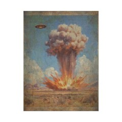 UFO ATOMIC BOMB Wall Art, Nuclear Weapon Sci-fi Poster, Alien Apocalypse Decor