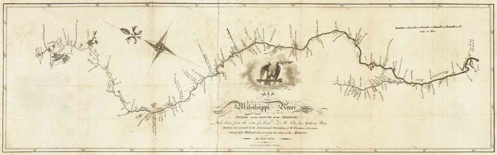 1810 Mississippi River Map Wall Art Poster Print Chart Home Office Decor History
