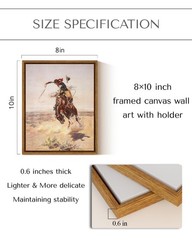 InSimSea Framed Canvas Wall Art Western Cowboy 10″L x 8″W,