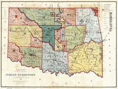 1887 Map of Native American Indian Territory and Tribes Oklahoma Wall Poster