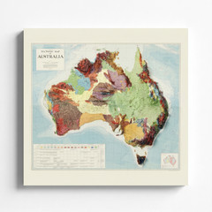 Australia Geological Map Wall Art – Vintage 2D Topographic Poster Print Decor