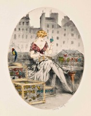 Bird Seller : Louis Icart : Art Deco : 1929 : Art Print