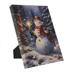 Light Up Snowman Decor w/Timer, Christmas Pictures Winter Forest Landscape Pr…