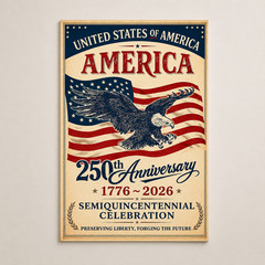 America 250th Anniversary Poster Patriotic Eagle Wall Decor | Multiple Sizes