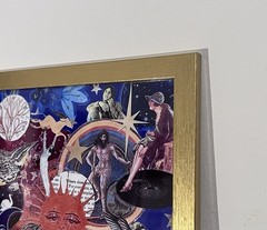 90s Celestial Sun Moon Whimsical Analog Collage 8×10 Gold Framed Art Print Decor