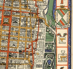 Early Pictorial Map Mexico City and Surroundings Aztec symbols Historic Poster