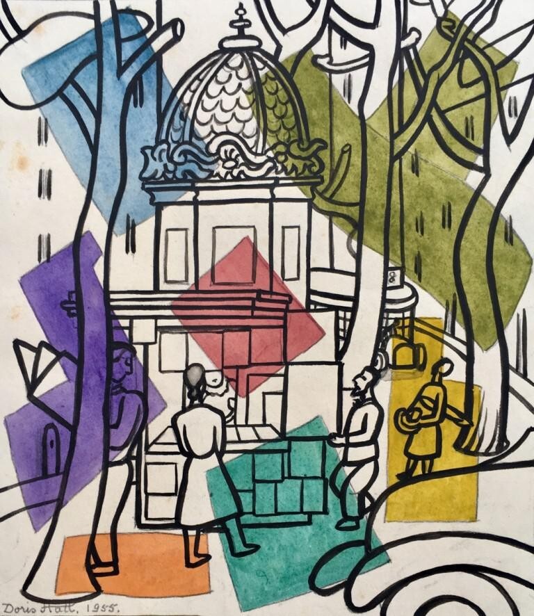 Parisian Street – Doris Hatt 1948 Modernist Abstract Cityscape British Artist