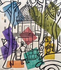Parisian Street – Doris Hatt 1948 Modernist Abstract Cityscape British Artist