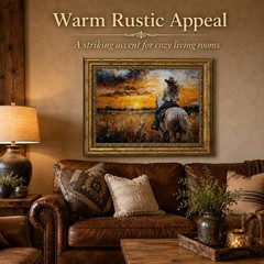 Vintage Gold Framed Canvas Western Cowgirl Wall Art -Rustic Farmhouse Decor F…