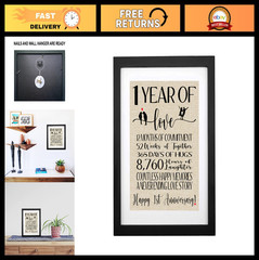 1st Anniversary Burlap Print – Unique Gifts for Couples, 1 Year as Husband & Wif