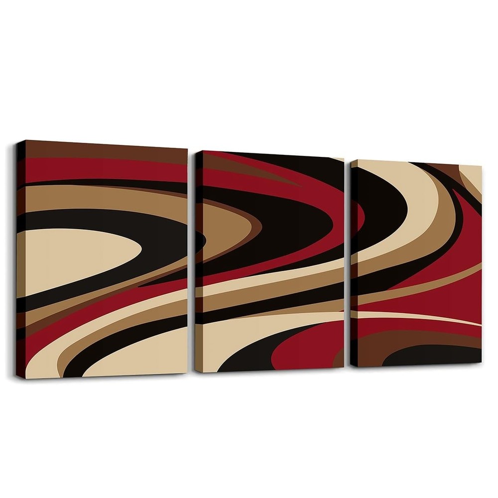 Red Black Brown 3 Pieces Wall Art for Living Room Decor,Abstract Picture Bedr…