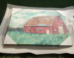 Red Barn Canvas Print Barn Farmhouse Decor Wall 20” x 16” 2017.