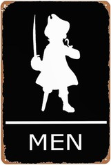in Metal Sign Pirate Bathroom Poster Mermaid Nautical Wall Art 8X12