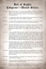 Bill of Rights Ten Amendments Remastered US Historical Document Poster 16×24
