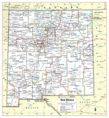 New Mexico State Wall Map Large Print Poster – 24″Wx26″H