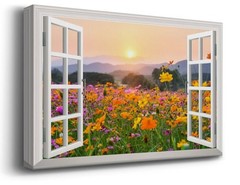 Renditions Gallery Canvas Wall Art 27″ X 18″ Wildflowers At Sunset