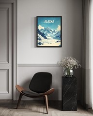 Colorful Alaska Glaciers Art Print Poster – Perfect for Living Room & Bathroom
