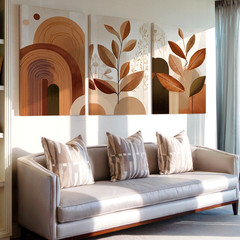 3 Pieces Abstract Earth Tones Large Wall Art Set for Living Room Set Of 3