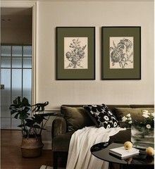 Flower Sketch Wall Art Sage Green Floral Canvas Poster Vintage Botanical Wall…