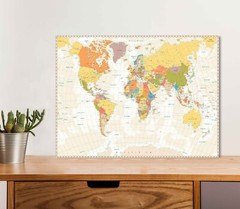 Colorful World Political Map 5mm thick Plastic Poster Ready to Hang 60x45cm