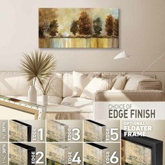 48W»x24H» MORNING MIST by CAT TESLA – DRIP TREES REFLECTIONS – CHOICES of CANVAS