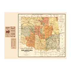 Old Map of Oklahoma 1889 – Vintage Oklahoma Art