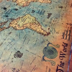 Nautical Ocean Sea world map Retro old Art Paper Painting Home Decor Sticker