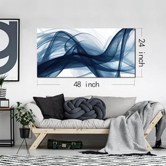 Blue and White Abstract Wall Art Print for Bedroom Living Room Office 24×48