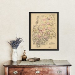 Old Map of Hancock County, ME 1885 – Vintage Maine Art
