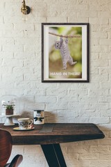 Hang In There! Cat Retro Motivational Poster 12×18
