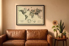 World Map, World 2D Relief Map, World Vintage Map – 2D Flat
