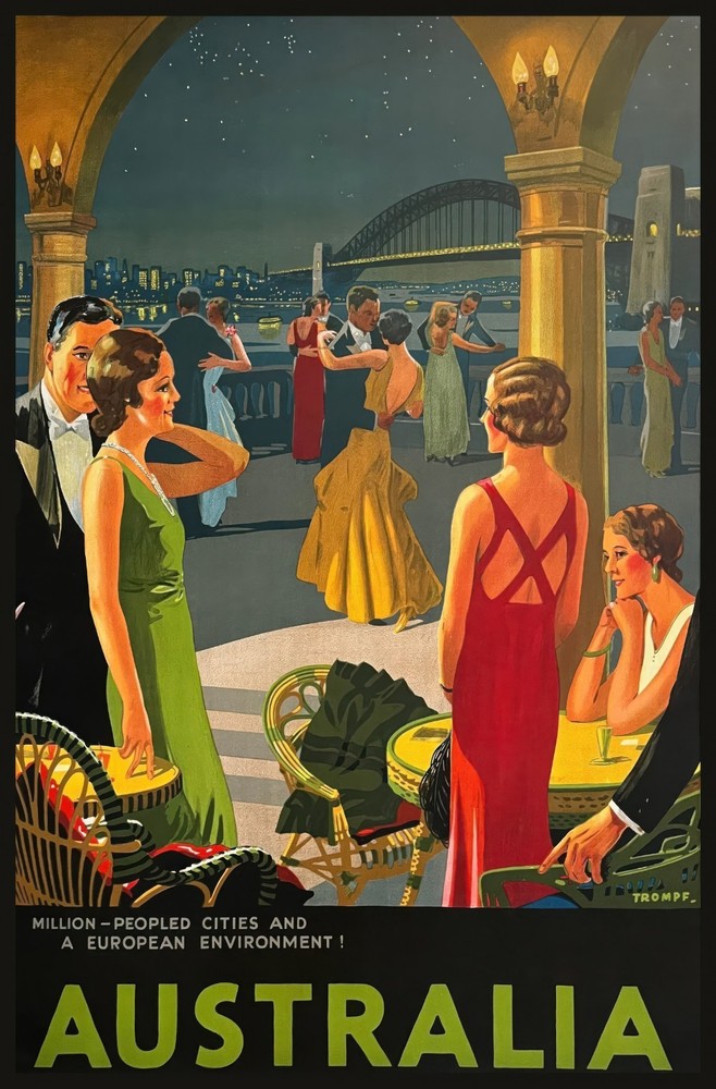13215.Wall Decor Poster.Interior.Vintage Australia Travel Sydney Harbour Bridge