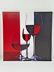 Set of 2 Wall Canvas Print Wine Glasses Red-White-Black 11 3/4″ x 11 3/4″ Decor