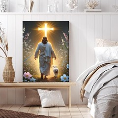 Inspirational 12x16in Jesus Walking Toward Light Canvas Art for Home or Church