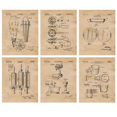 Classic Baking Cooking Tools Patent Prints 6 (8×10) for Home Work Office Kitchen