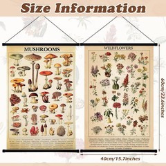 Vintage Mushroom Flower Butterfly Wall Art Poster Rustic Decor 15.7×23.6″