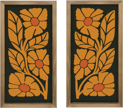 2Pcs Mid Century Modern Wall Decor, 15.7X7.9In Wooden Floral Abstract Wall Ar…