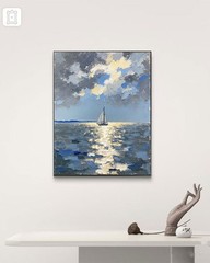 Coastal Sailboat Canvas Wall Art Ocean Painting Modern Nautical Home Decor 36*24