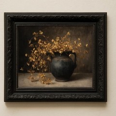 Rustic Dark Floral Autumn Wall Art – Moody Vintage Botanical Print – French