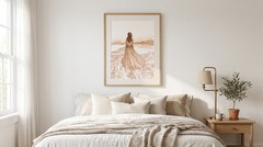 Woman in Dress Watercolor Poster Terracotta Abstract Landscape Wall Art Print