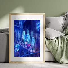 DELTARUNE Ralsei Susie Kris Dark World Library Poster Art Print