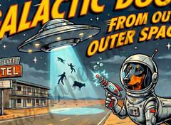 Retro Movie Poster, Classic 1950s Cinema Print, Galactic Dogs, 8″ x 10.5″