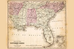 Southern States USA 1883 Antique Style Map Poster 18×12